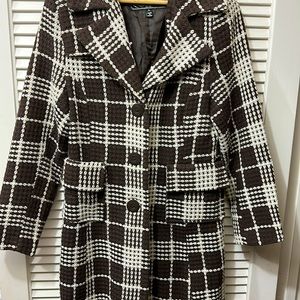 Ivory & Plaid Brown Peacoat